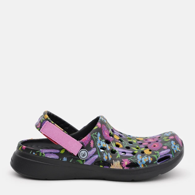 Сабо Joybees Modern Clog Painted Black Floral цветок р. 35,5 22,8 см Черный (2672864160)