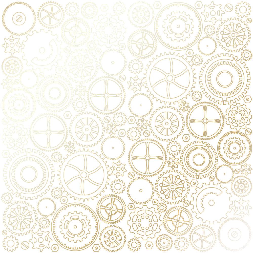 Лист бумаги односторонний Golden Gears с фольгированием 30,5х30,5 см White