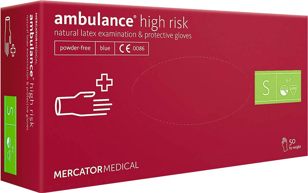 Рукавички Ambulance High Risk латексні неопудрені 25 пар S Синій (RD10011002) - фото 1