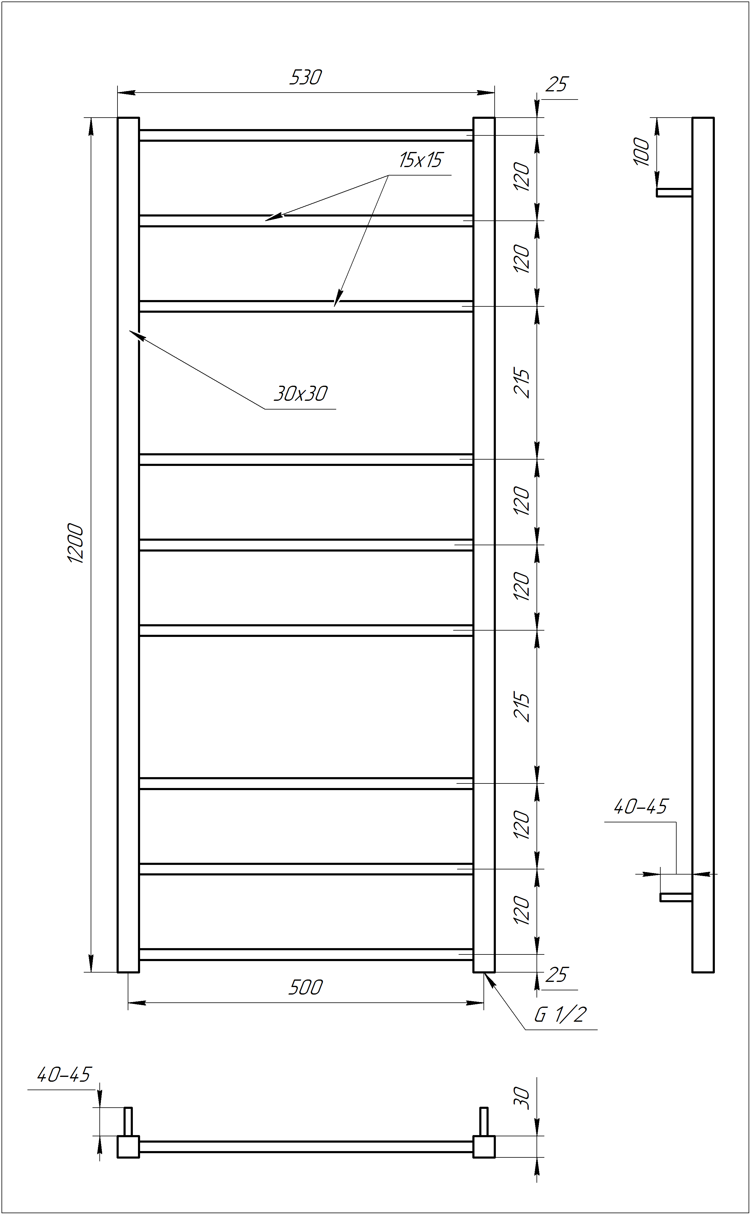 Полотенцесушитель Genesis Aqua Tristar square 120x53 см Черный - фото 2