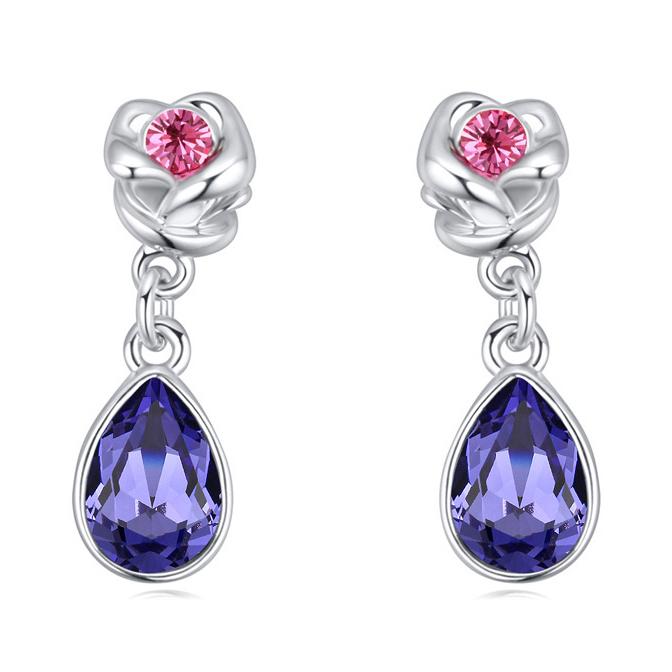 Серьги с кристаллами Сваровски Italina 21584 Фиолетовый/Розовый