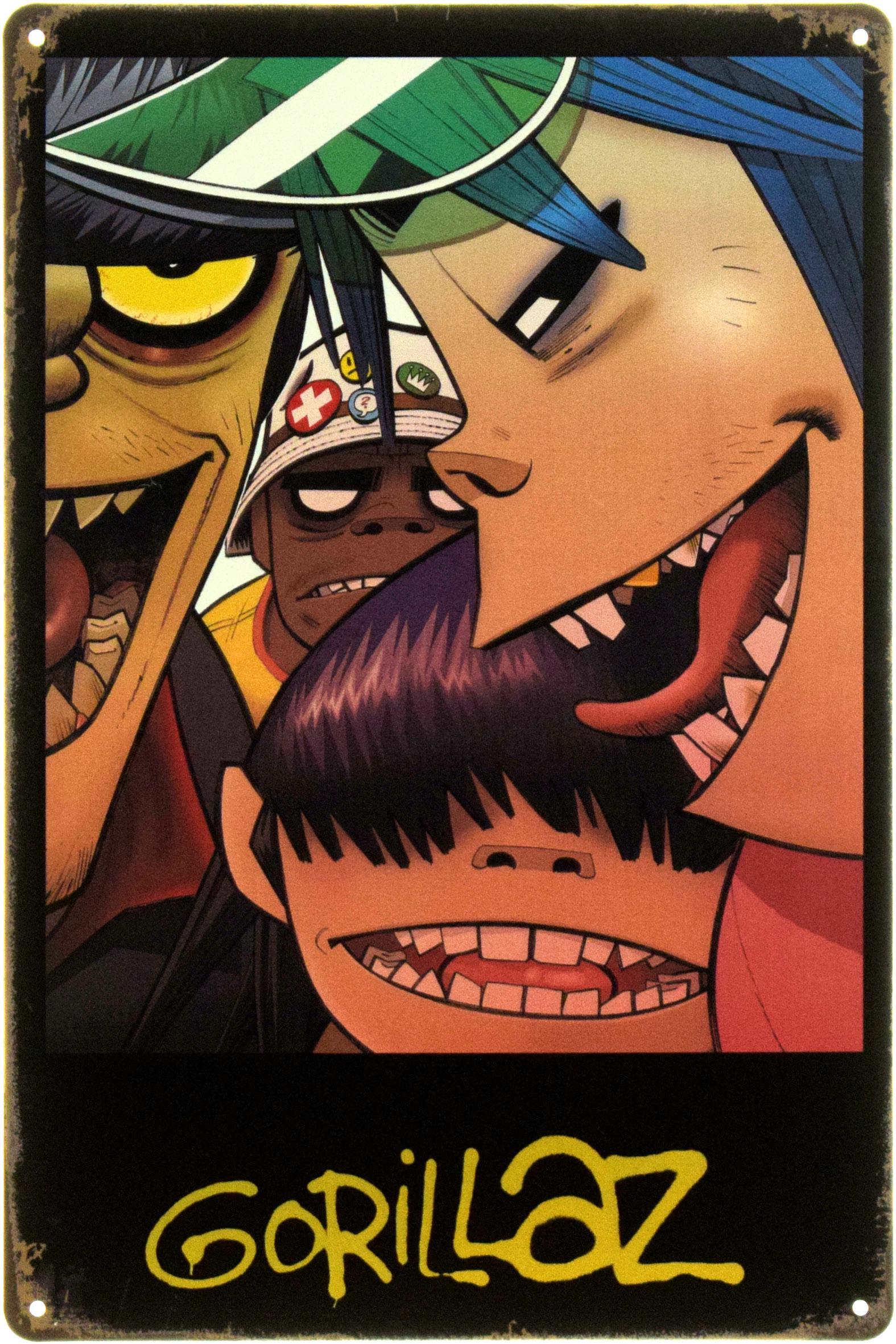 Табличка металлическая "Gorillaz Band" 20x30 см (ms-104418)