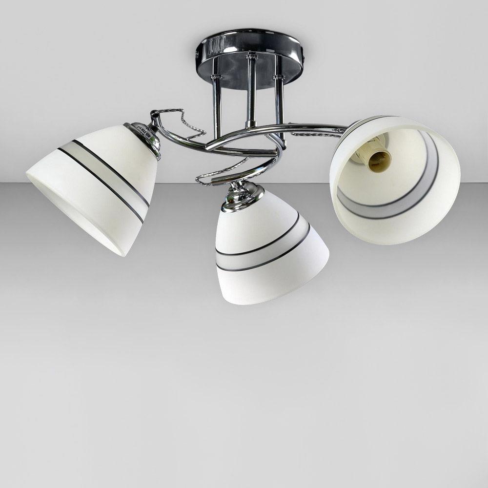 Люстра потолочная Light House SZ-19003/3A CR с полосками E14 520х200 мм Хром/Белый