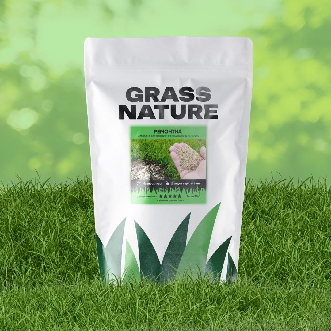 Семена газонной травы GrassNature Ремонтная 1 кг (24463206) - фото 1 Семена газонной травы GrassNature Ремонтная 1 кг (24463206) - фото 1