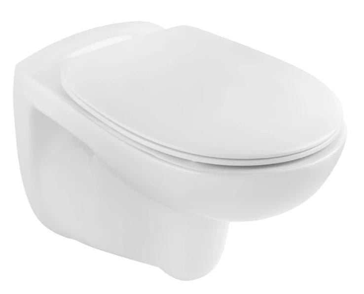 Унитаз подвесной безободковый Kroner KRP-A534UF Rimless 410х355х555 мм с сиденьем Slim Duroplast/Soft-close/Quick relase (CV031644)