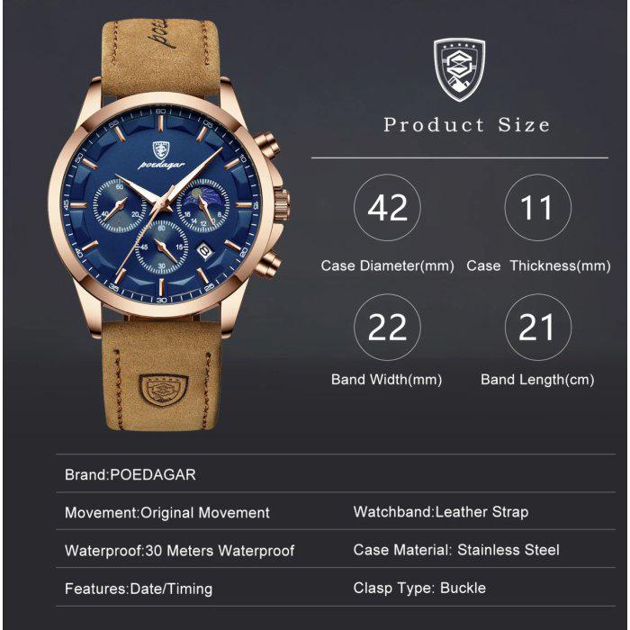 Годинник наручний чоловічий Poedagar West Brown (1705) - фото 9 Годинник наручний чоловічий Poedagar West Brown (1705) - фото 9