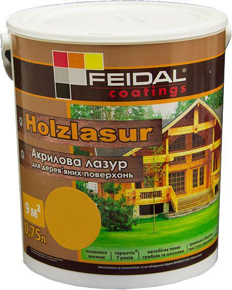 Лазурь акриловая Feidal Holzlasur для отделки и защиты деревянных поверхностей база ТR прозрачная шелковисто-глянцевая 0,75 л (1816176512)