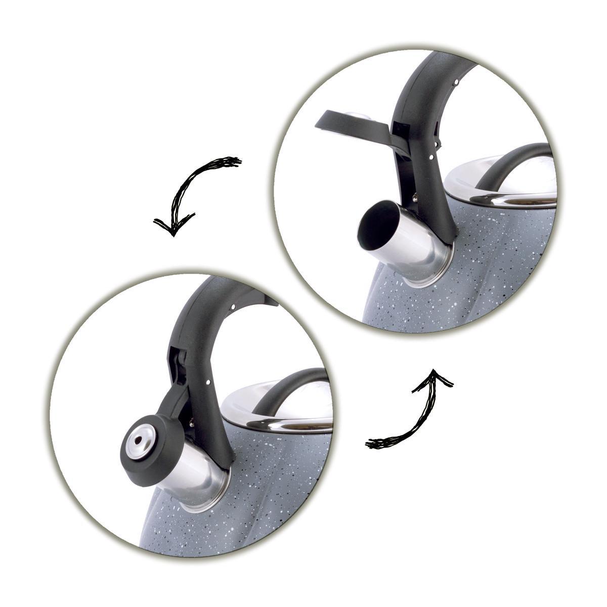 Чайник зі свистком та нейлоновою ручкою Kamille KM-1073 з нержавіючої сталі 3 л Сірий мармур (150-84-1073GR) - фото 3 Чайник зі свистком та нейлоновою ручкою Kamille KM-1073 з нержавіючої сталі 3 л Сірий мармур (150-84-1073GR) - фото 3