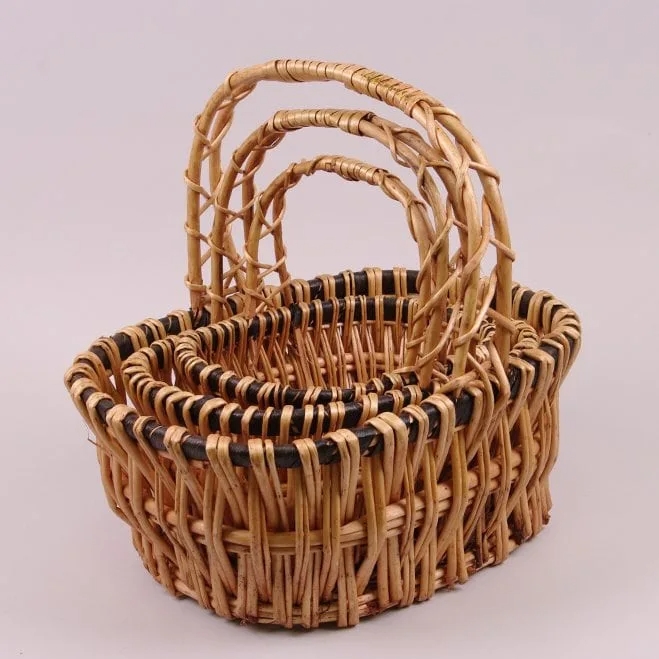 Комплект кошиків з лози Flora 3 шт. Бежевий (37907)