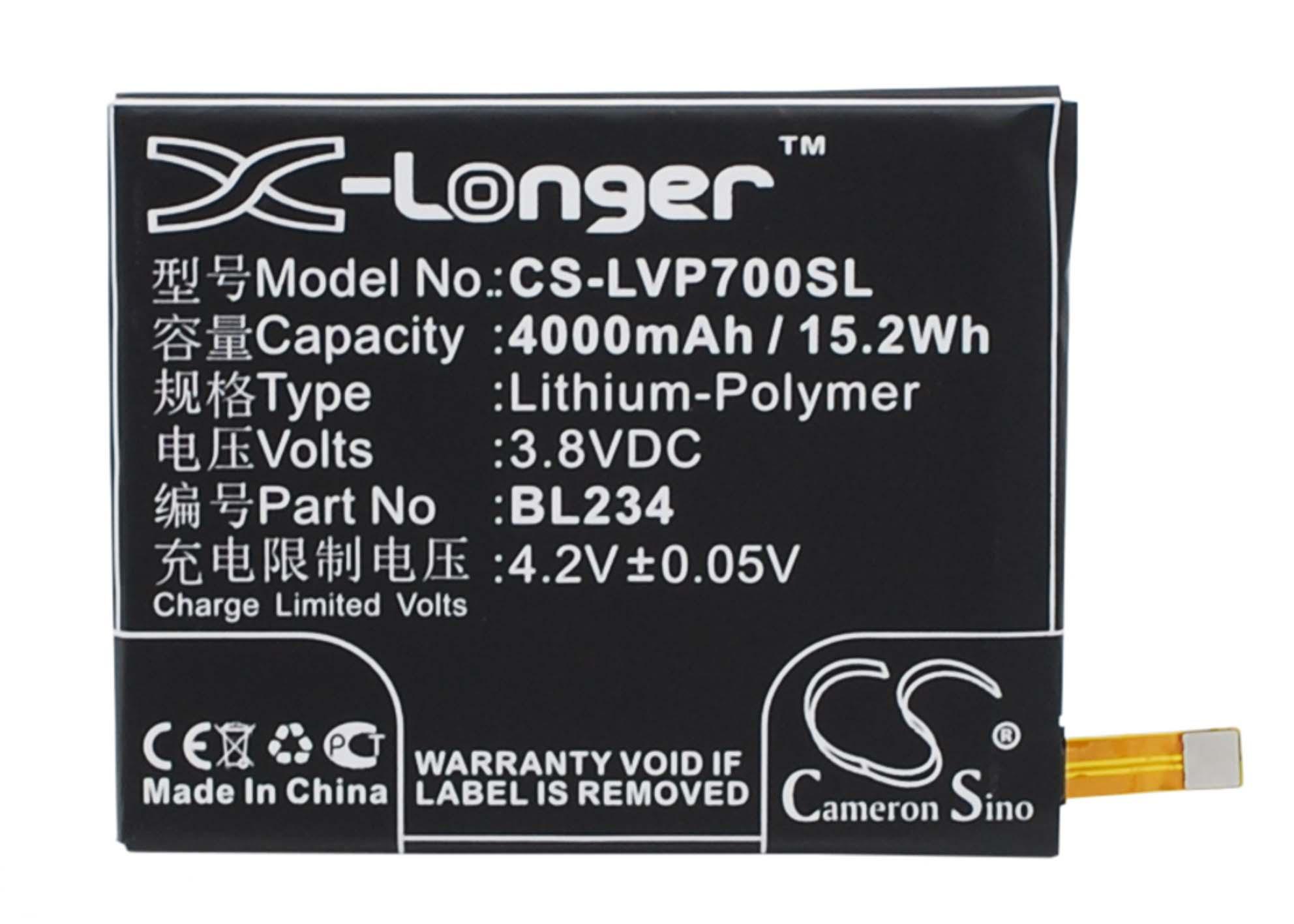 Аккумулятор для смартфона Lenovo CS-LVP700SL P70 3,8V 4000 mAh 15,2 Wh Black