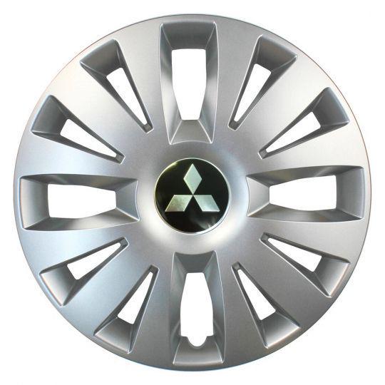 Ковпаки автомобільні SKS 324 R15 з логотипом Mitsubishi 4 шт. Сріблястий
