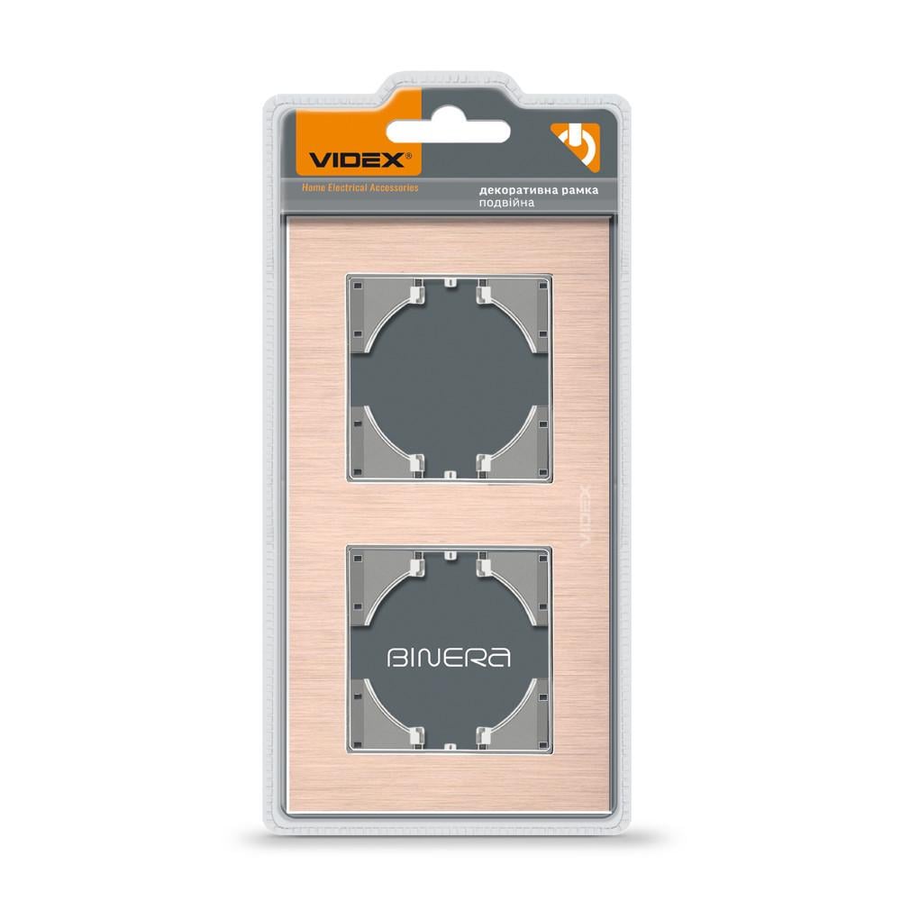 Рамка Videx BINERA 2-постовая горизонтальная Медный алюминий (12541)