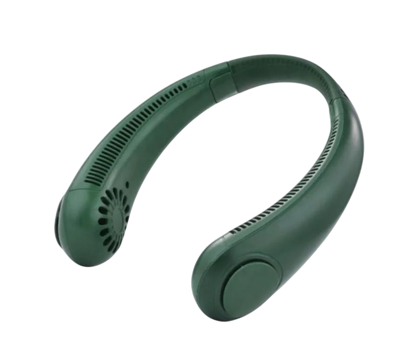 Вентилятор на шею безлопастный аккумуляторный FAN-01 трехскоростной 1200 mAh и питание от USB Зеленый