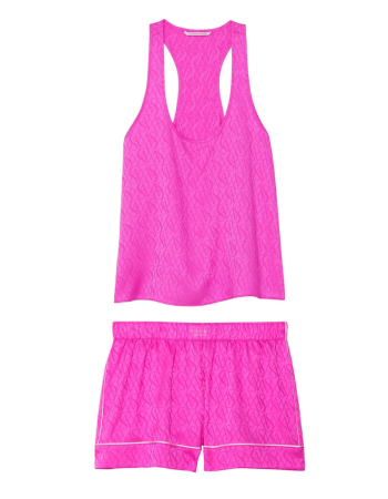 Пижама женская Victoria's Secret Satin Short Cami Pajama Set сатиновая XS Фуксия (13832729) - фото 6