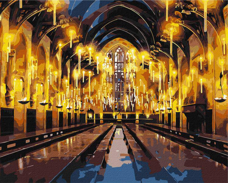Картина по номерам Ideyka Harry Potter Большой зал с красками металлик 40х50 см (Id-KHO5233)