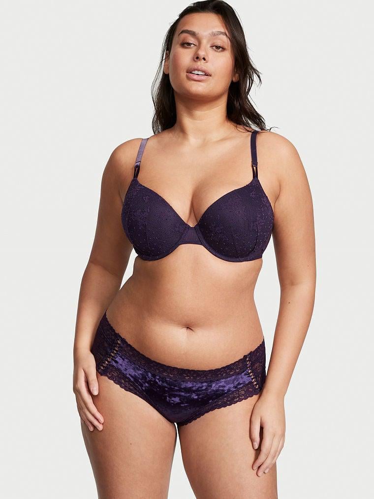 Трусики кружевные чики Victoria's Secret The Lacie Lace-Up Cheeky Panty M Сиреневый (26567695)