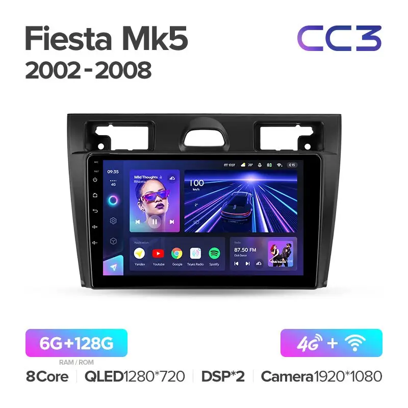 Автомагнитола штатная Teyes для Ford Fiesta Mk VI 5 Mk5 2002-2008 Android C3 6/128G 360° - фото 2