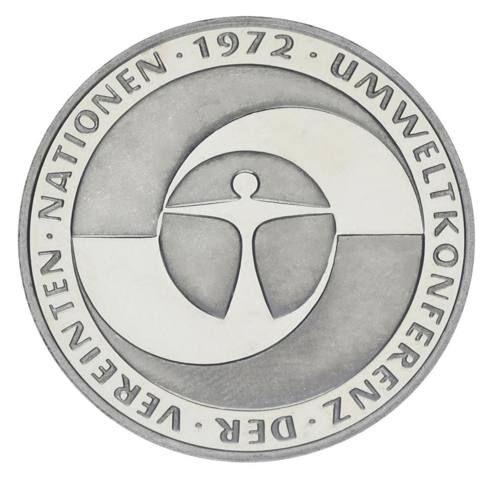 Коллекционная монета Германия 5 марок 1982 г. VF-AU 10 лет Конференции ООН по охране окружающей среды (М22940)