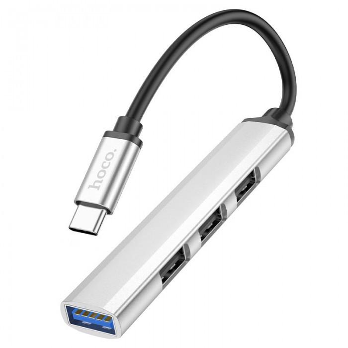 Адаптер Hoco HB26 Type-C to USB3.0х1/USB2.0х3 Сірий (32407667)