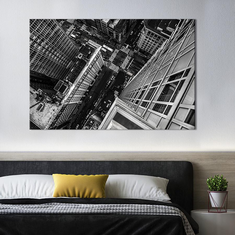 Настенный декор картина на холсте для интерьера Полёт над Нью-Йорком 80x54 см (377-1)