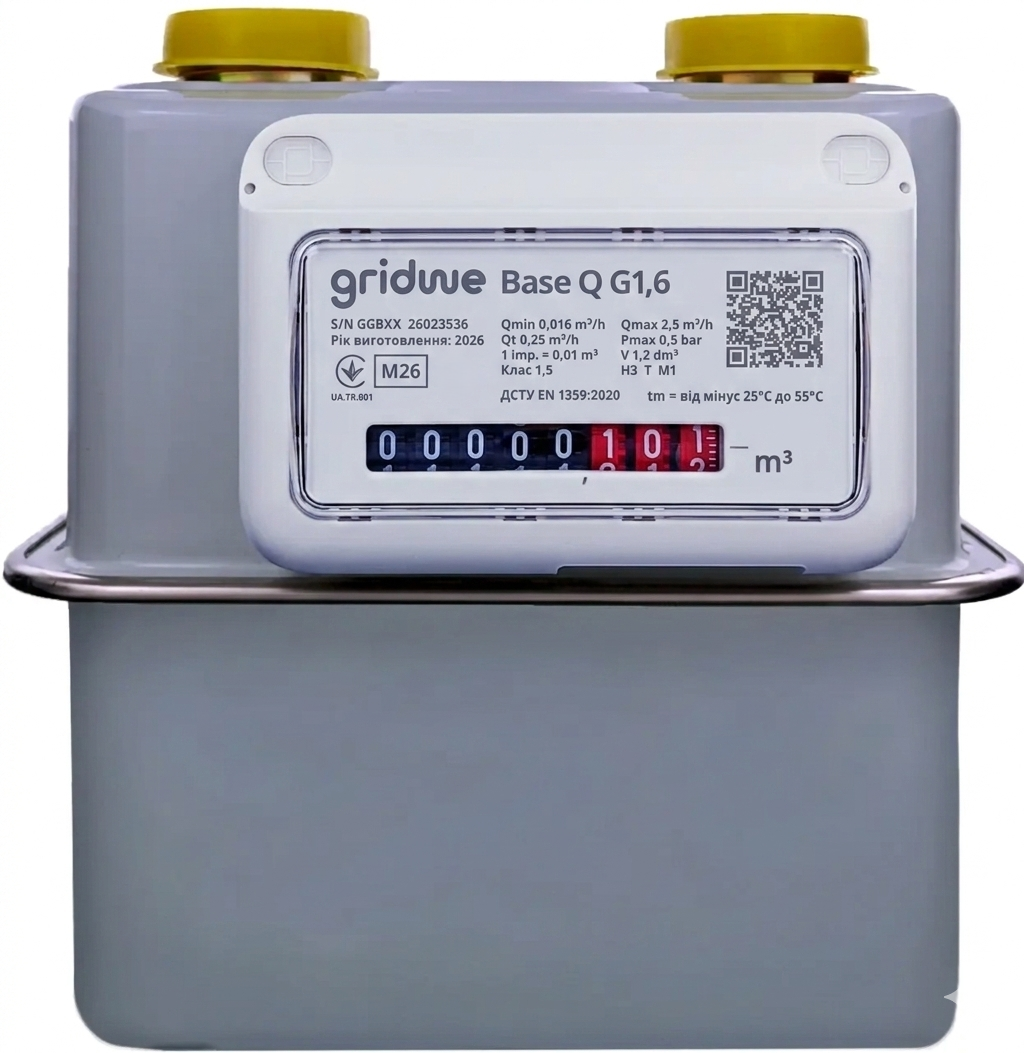 Счетчик газа GridWe BaseQ G1.6 DN 20 мм G 3/4" справа налево 110 мм