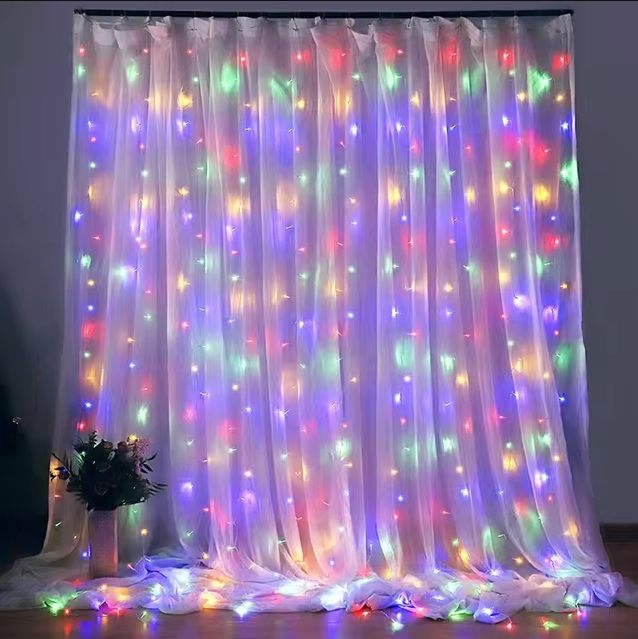Гирлянда новогодняя капля штора 3х1 м с пультом LED USB RGB
