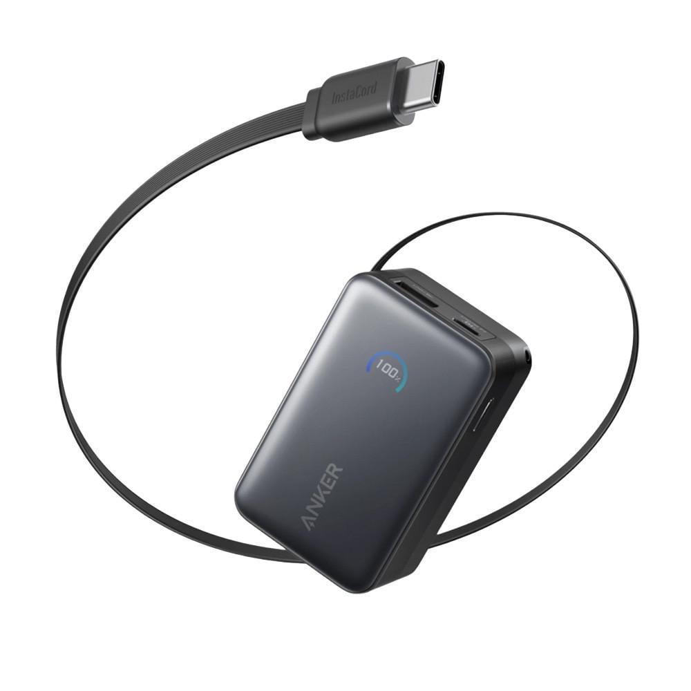 Повербанк для телефона и ноутбука Anker Nano A1638 10 000 мАч 45 W со встроенным выдвижным кабелем USB-C Черный (120122394)
