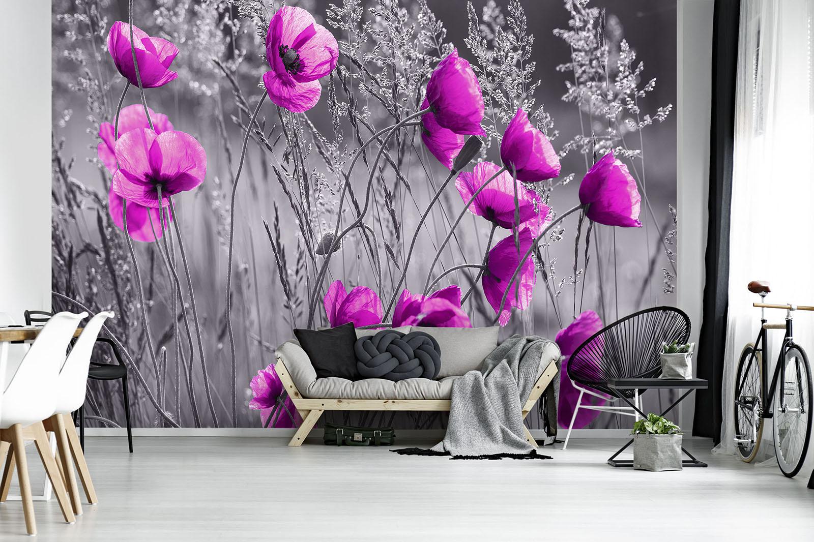 Фотошпалери флізелінові Маки Квіти для вітальні спальні з клеєм 300х210 см (11764VX6)
