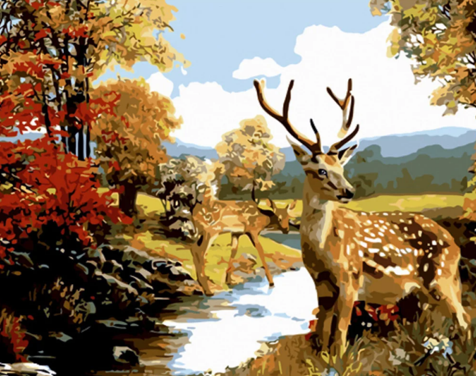 Картина по номерам Strateg Олени в лесу 40x50 см (GS1173)