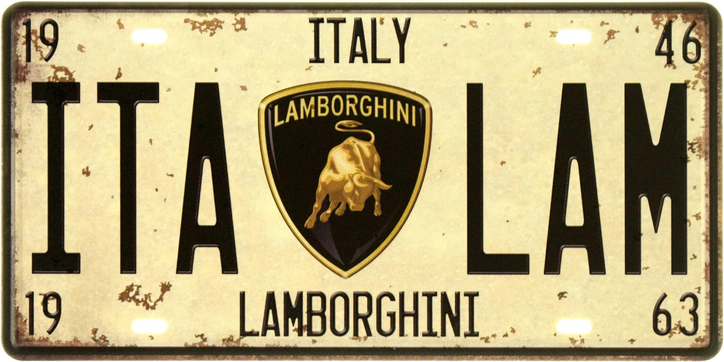 Табличка металлическая "Italy Lamborghini ITA LAM" 15x30 см (ms-104007)