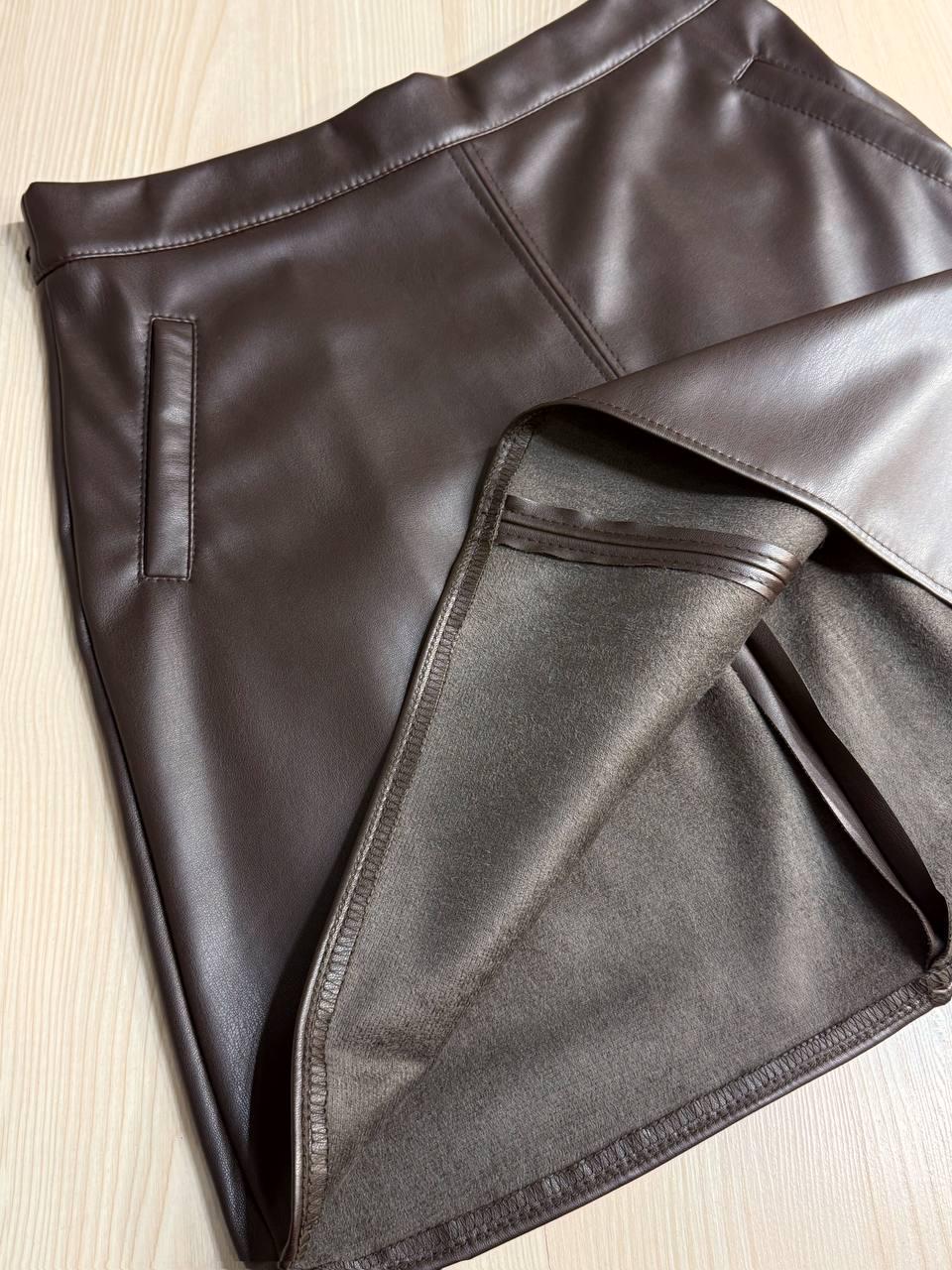 Юбка женская Gritana 878 из эко-кожи короткая трапеция XS Коричневый (5691) - фото 5 Юбка женская Gritana 878 из эко-кожи короткая трапеция XS Коричневый (5691) - фото 5