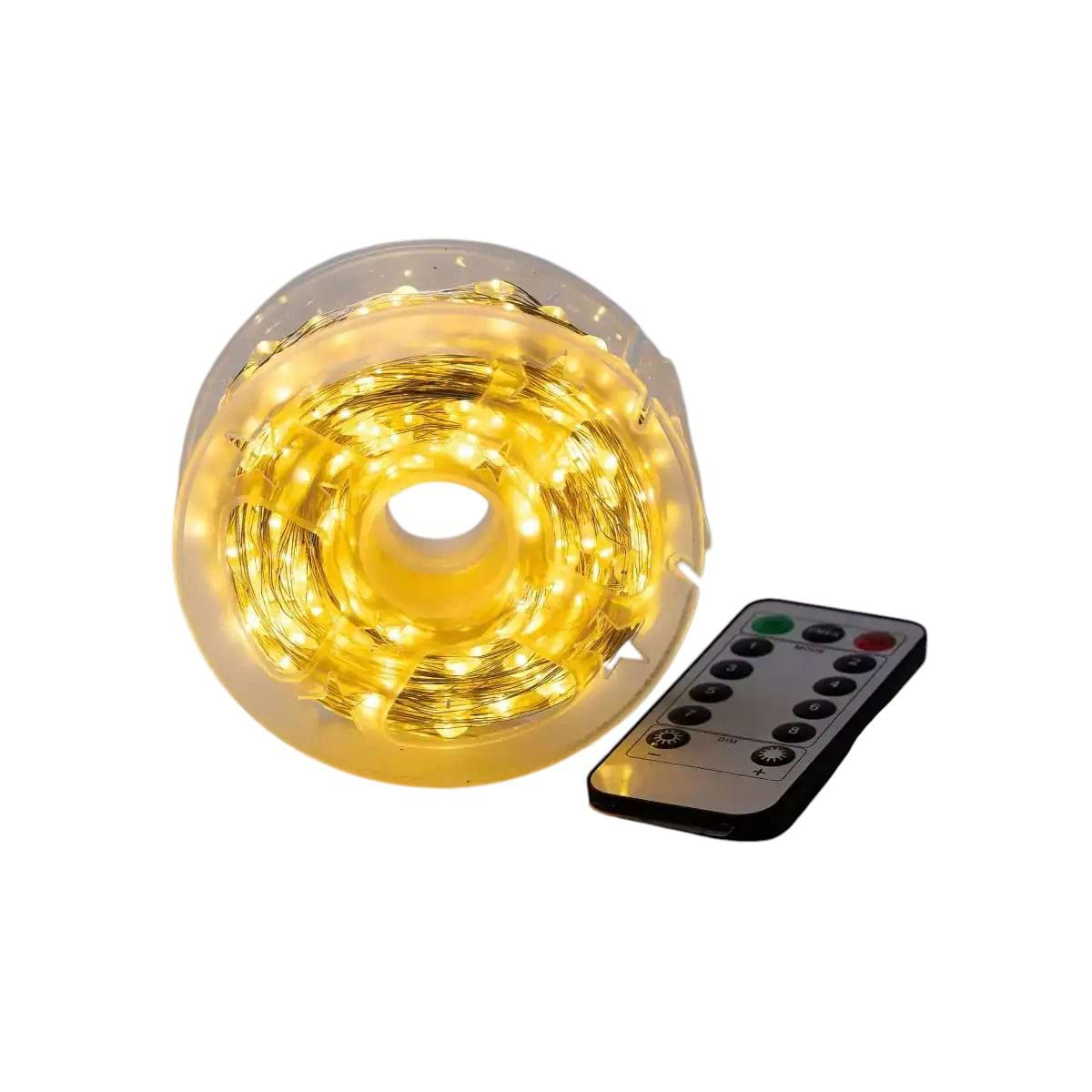 Гірлянда мережева нитка Роса кімнатна 100 м 1000 LED діодів 8 режимів з пультом прозорий провід колір світла Жовтий (1000L100MWY) - фото 14