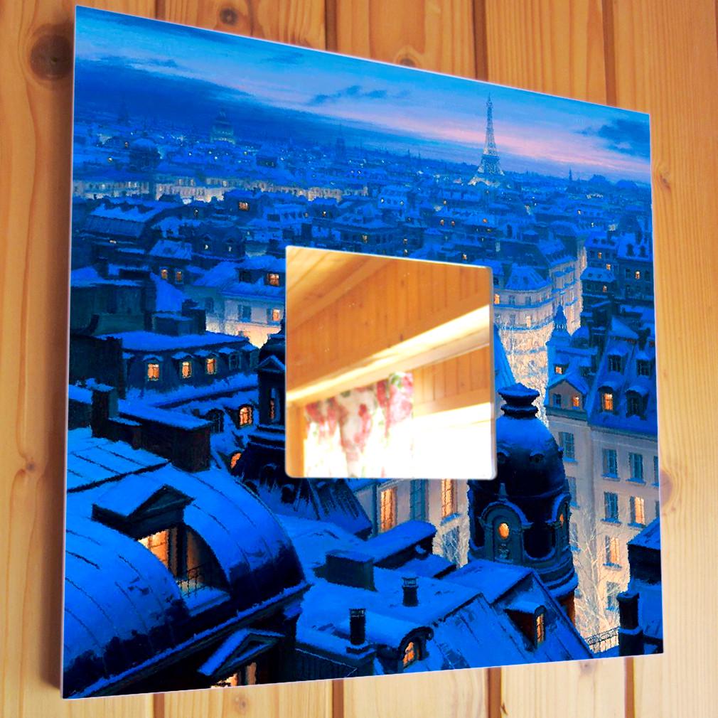 Зеркало дизайнерское Зимний Париж 260х260 мм (M00038)