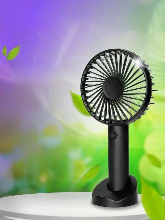 Вентилятор-мини ручной на аккумуляторе X-9 800 мАч USB 3 скорости съемная подставка Черный (38-чер-6372) - фото 4