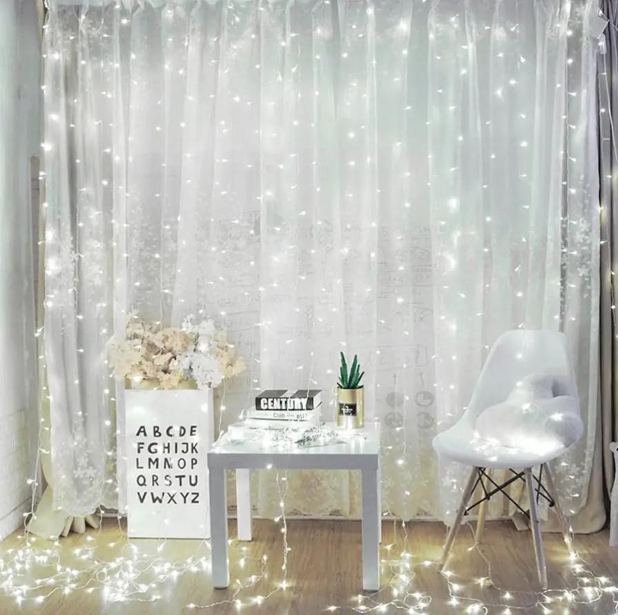 Гирлянда-штора светодиодная 2х2 м Теплый белый (13216593) Гирлянда-штора светодиодная 2х2 м Теплый белый (13216593)