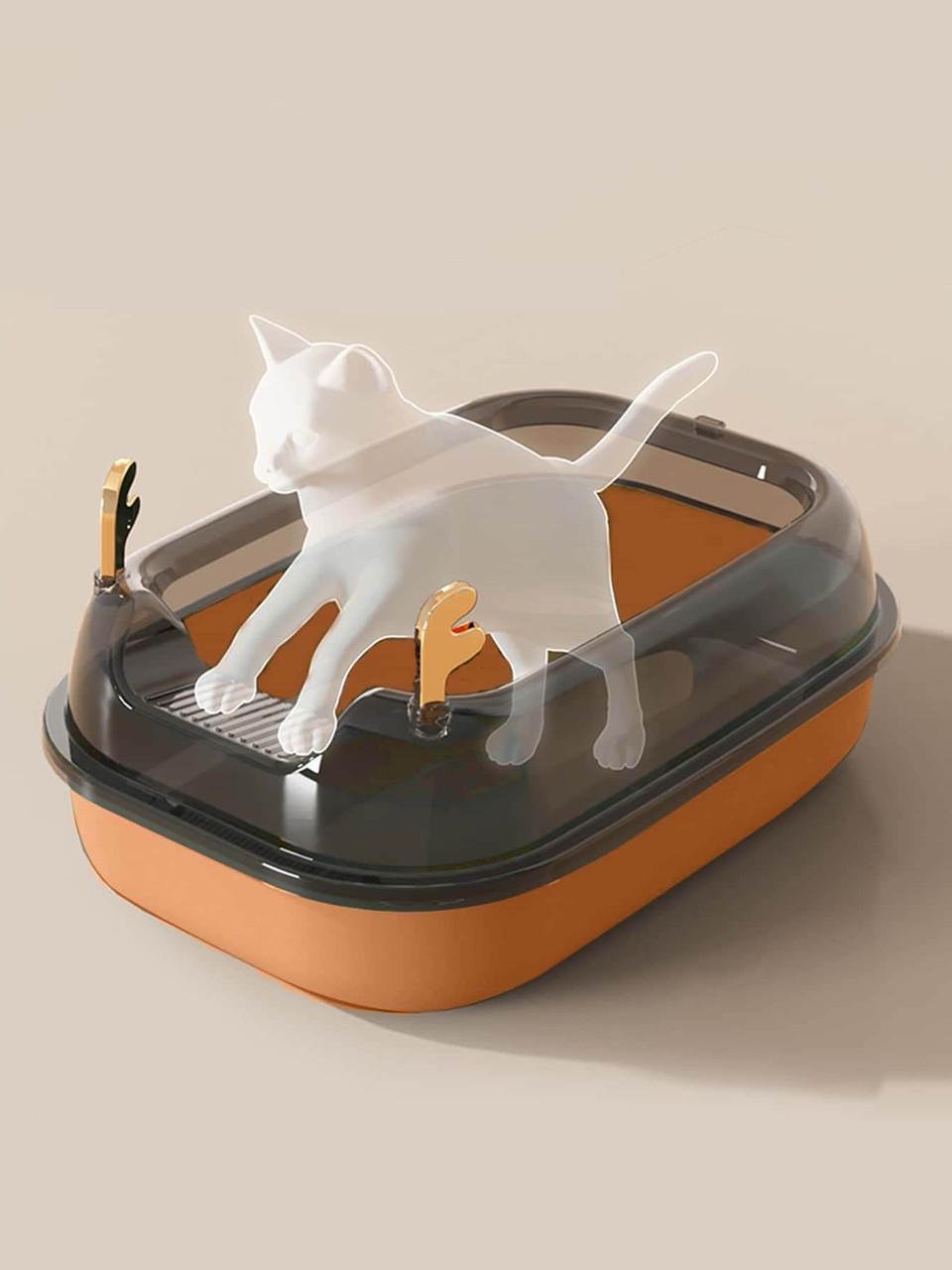 Туалет для кішок ELE PET з лопаткою 36x50x18 см Помаранчевий (2047708839) - фото 3