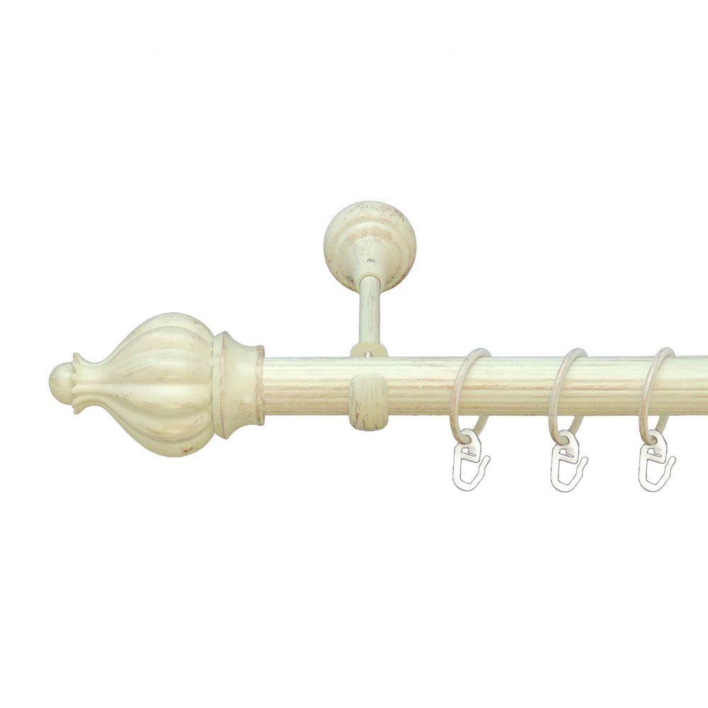 Карниз металлический Orvit Таджа однорядный открытый/рифленая труба/кольцо металлическое Белое Золото 25 мм 300 см (6951169)