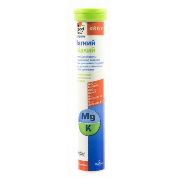 Микроэлемент Магний Doppelherz Aktiv Magnesium + Potassium 15 effervescent tabs lemon and grapefruit DOP-52893