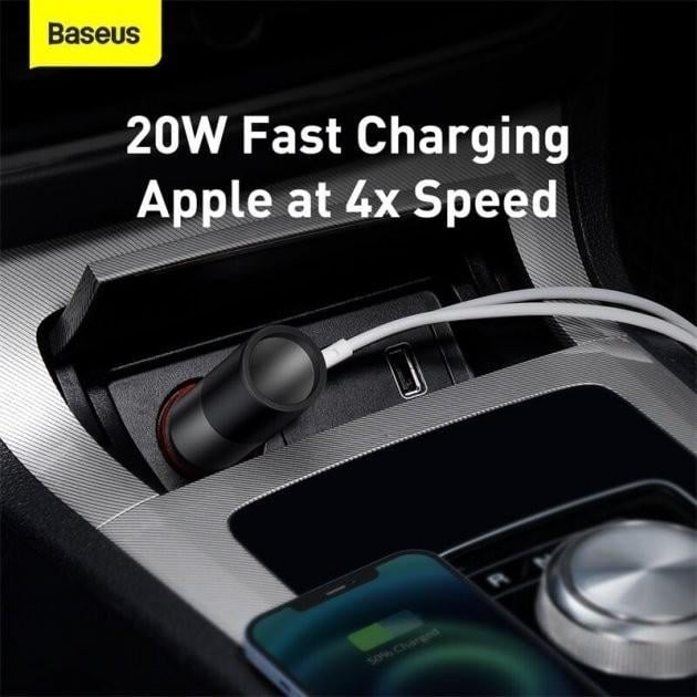 Пристрій зарядний Baseus Share Together Fast Charge Car Charger with Cigarette Lighter Port автомобільний 1USB/1Type-C 3A 120 W (CCBT-C0G) - фото 6