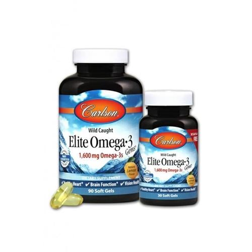 Омега 3 Carlson Labs Elite Omega-3 Gems 90+30 Soft Gels Lemon