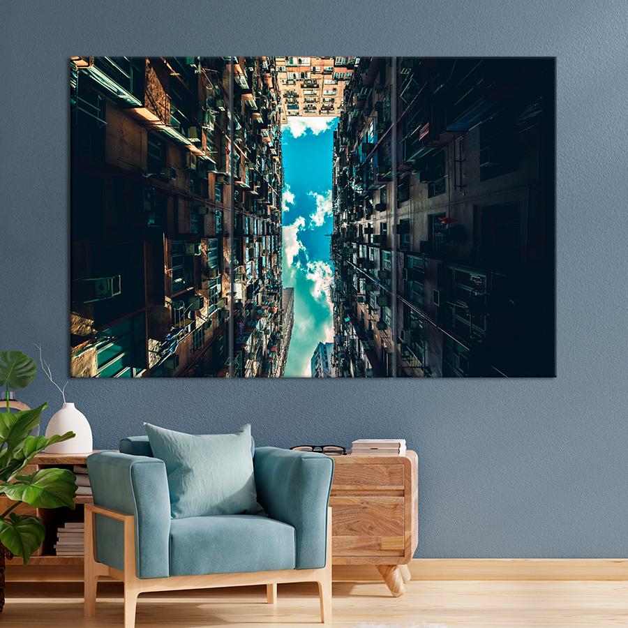 Картина город Небо между городскими высотками 128x81 см (A582-3)