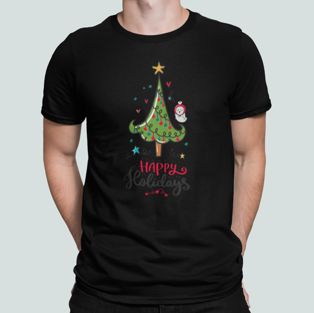 Футболка мужская новогодняя Stedman с принтом Happy holidays елка М Черный (НГ4-2)