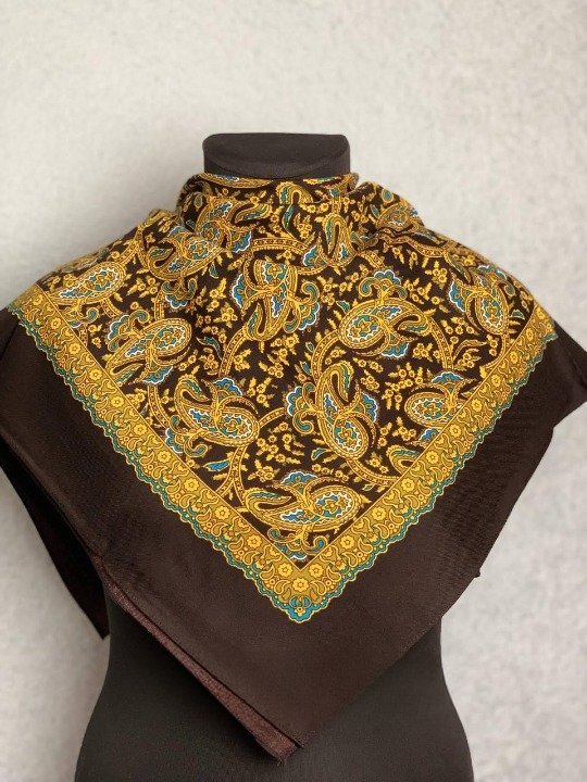 Платок шерстяной Хвост павлина 80x80 см Коричневый (29439552)
