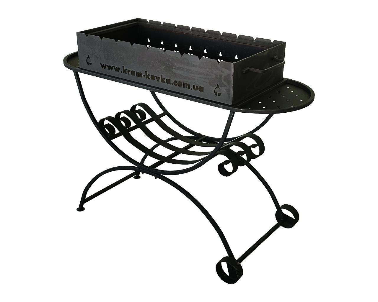 Мангал Kram-kovka Локки із дровницею на колесах 3 мм