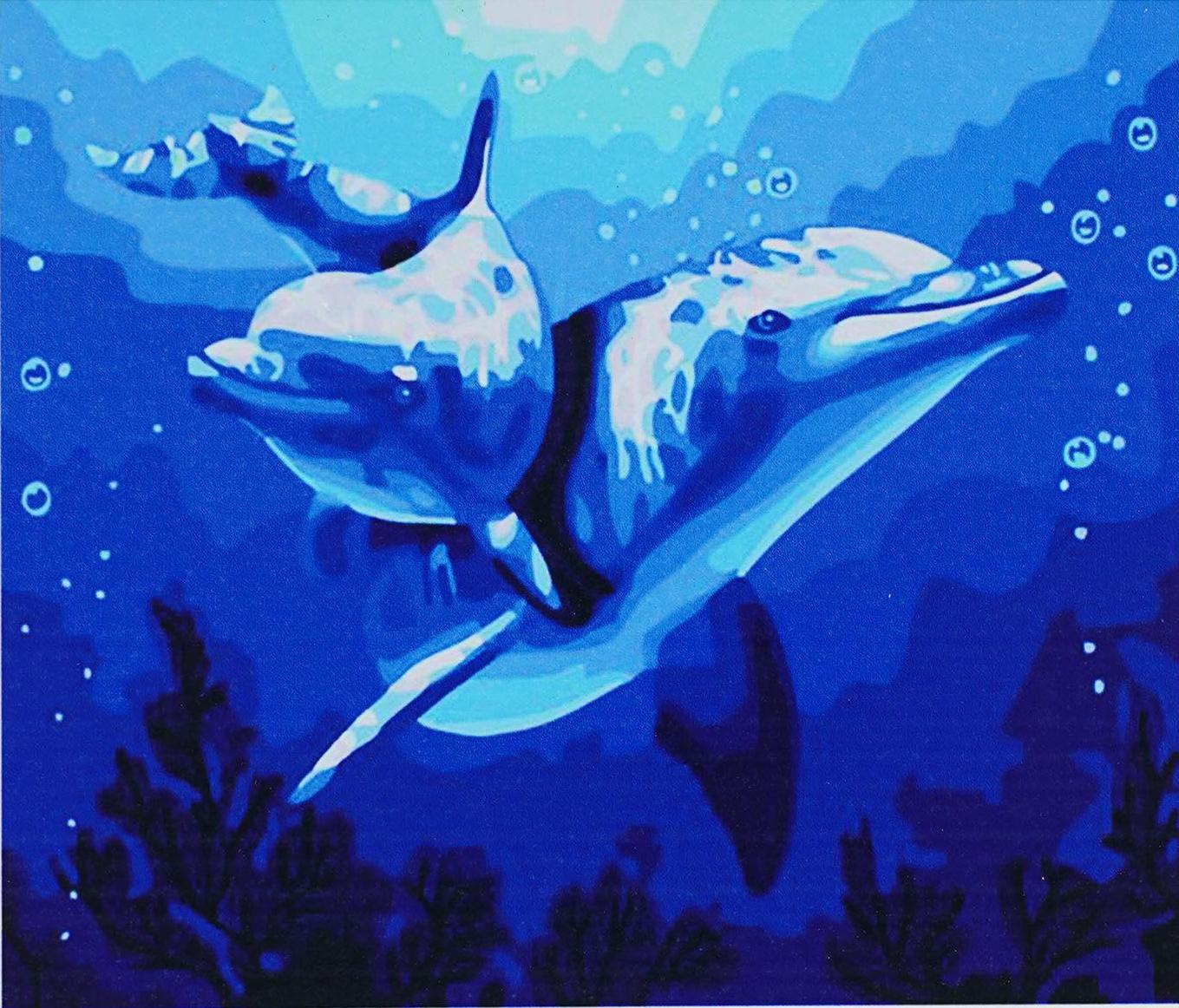 Алмазна мозаїка-картина за номерами TK Group B 78683/30 Дельфіни в коробці 40x50 см (24711065)