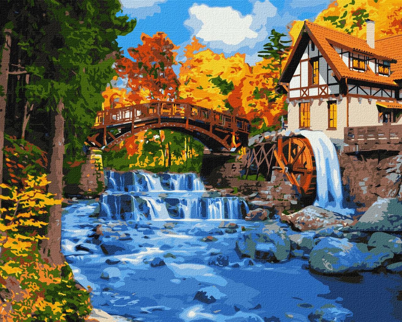 Картина по номерам Идейка Домик с мельницей KHO6310 холст на подрамнике 40x50 см (1807673696)