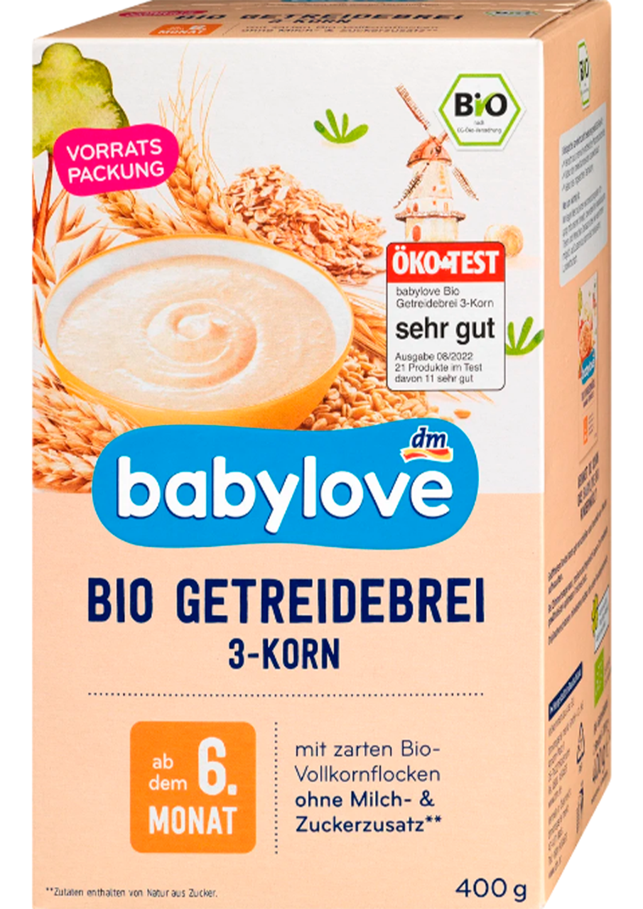 Каша Babylove органическая безмолочная 3-злаковая с 6 месяцев 400 г - фото 1