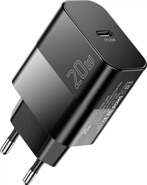 Комплект Essager зарядное устройство 20W USB-C с кабелем USB-C-USB-C EU Черный (E20JSB1-SYTT1-T)