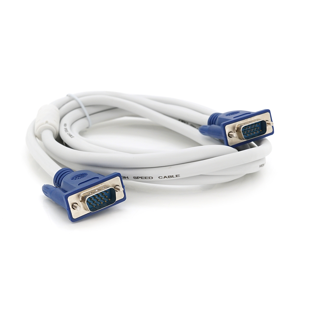 Кабель VGA Merlion 3+4 папа-папа ферритовый фильтр 1,5 м Бело-синий пакет Q200 (YUT_V1981)