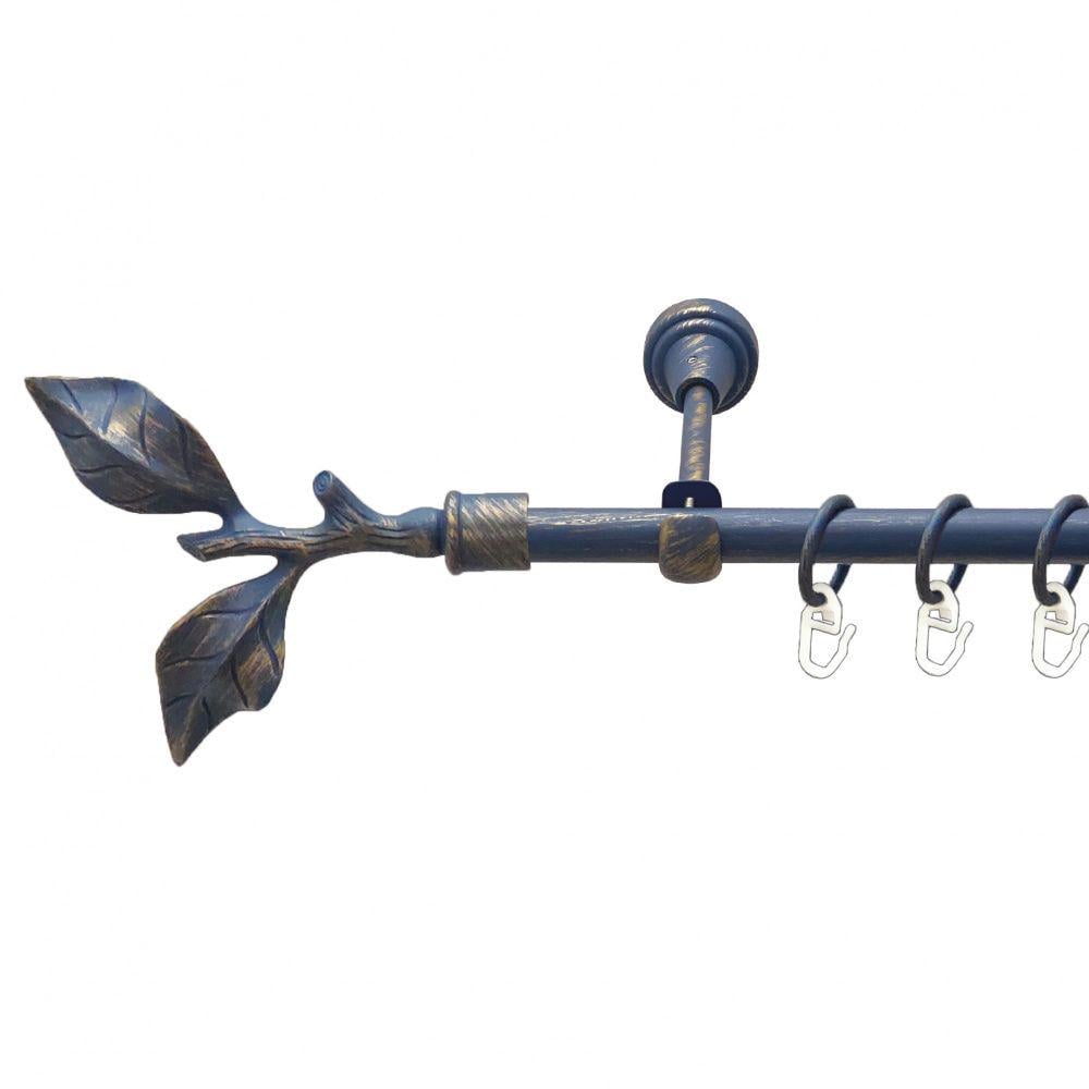 Карниз металлический Orvit Листок Розы однорядный открытый/гладкая труба/кольцо металлическое Голубь Золотая 16 мм 160 см (00-00009146) - фото 1 Карниз металлический Orvit Листок Розы однорядный открытый/гладкая труба/кольцо металлическое Голубь Золотая 16 мм 160 см (00-00009146) - фото 1